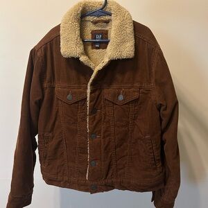 GAP Men's Tan Corduroy Jacket with Sherpa Lining